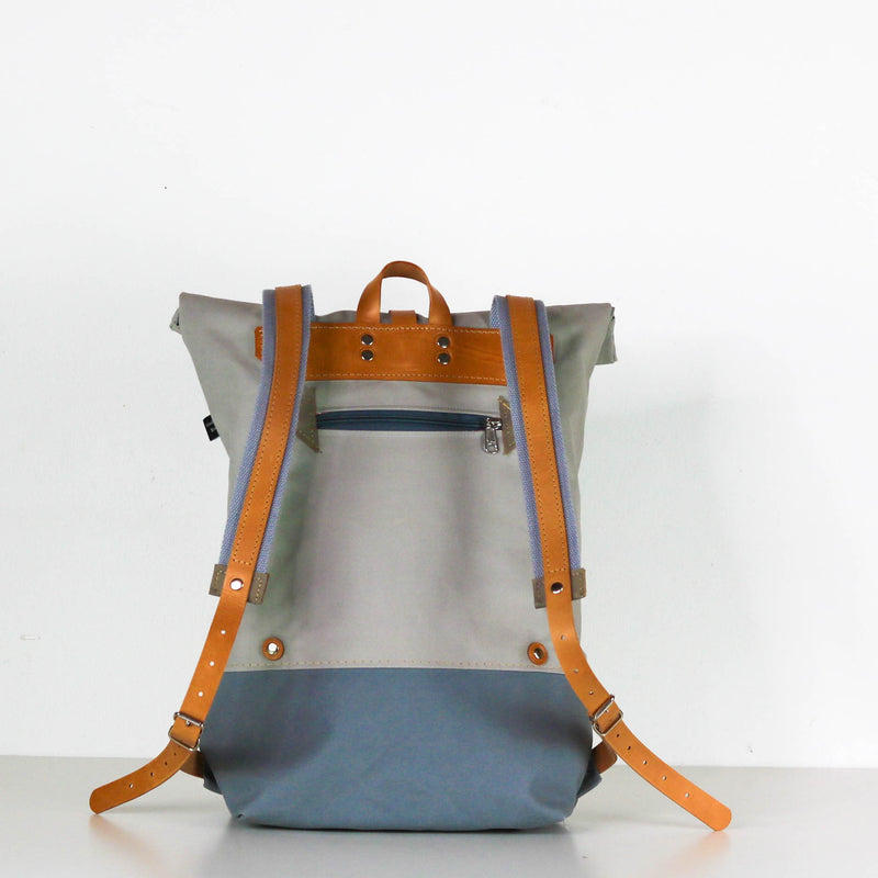 Rucksack Roll Top "Emma" • Pastell Rosé • Fronttasche