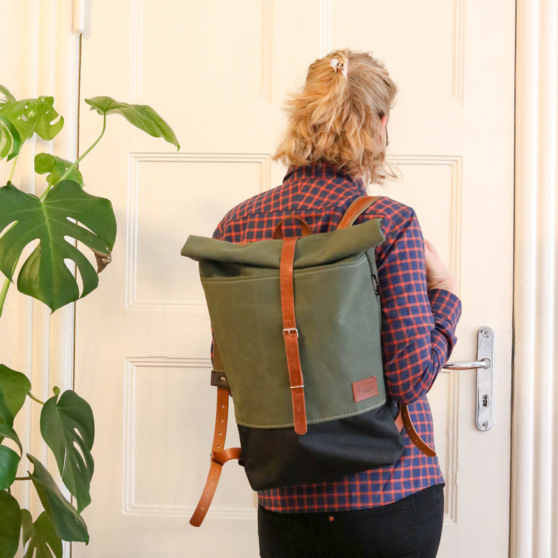 Rucksack Roll Top "Fiete" • Khaki wasserabweisend