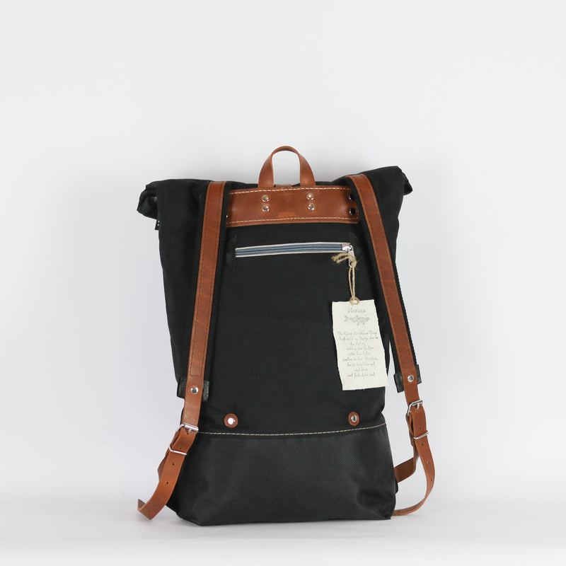 Rucksack Roll Top "Bruno" • Petrol Schwarz•