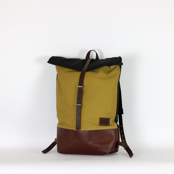 Rucksack Roll Top "Theo" • Leder Senf • Leder
