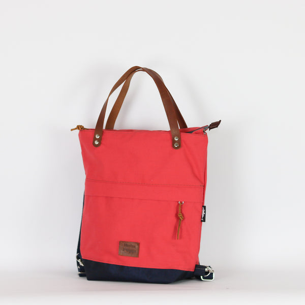 Rucksack Tasche "Femke"  • Shopper mit Rucksack Funktion  • Himbeere Rot • 2in1 Convertible Tote Bag