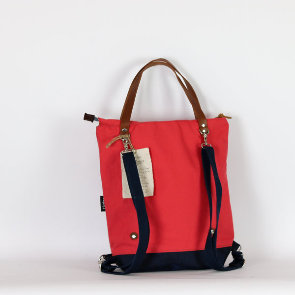 Rucksack Tasche "Femke"  • Shopper mit Rucksack Funktion  • Himbeere Rot • 2in1 Convertible Tote Bag