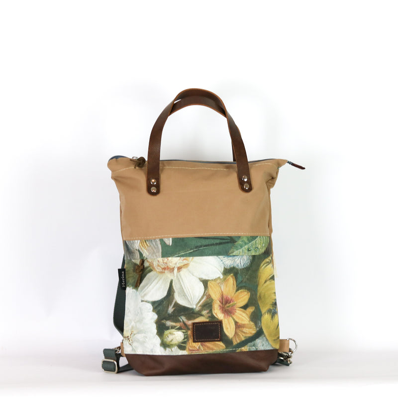 Rucksack Tasche "Theda"  • Shopper mit Rucksack Funktion  • Beige • 2in1 Convertible Tote Bag