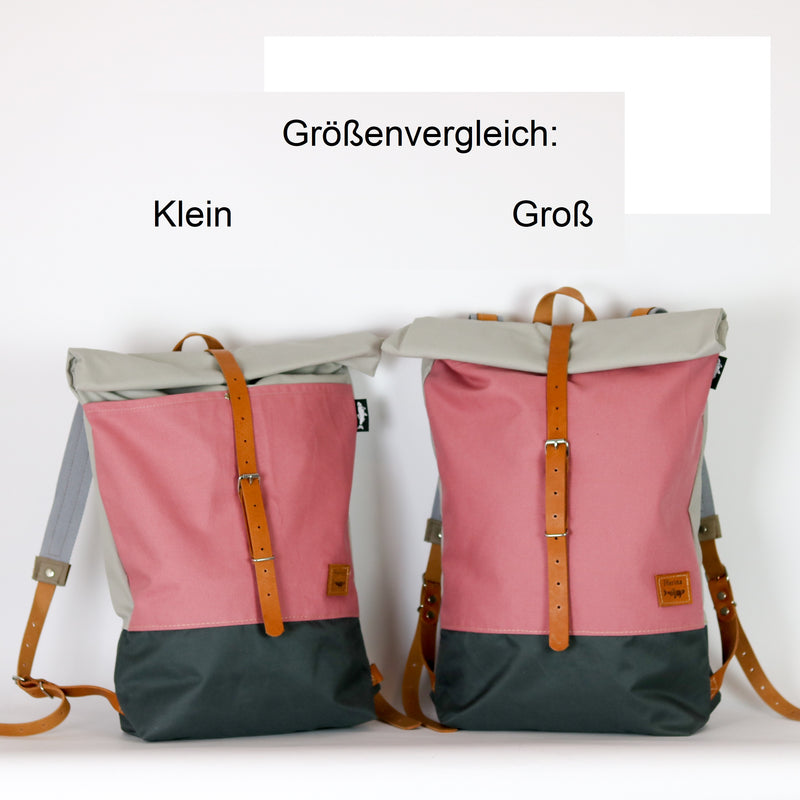 Rucksack Roll Top "Emma" • Pastell Rosé • Fronttasche