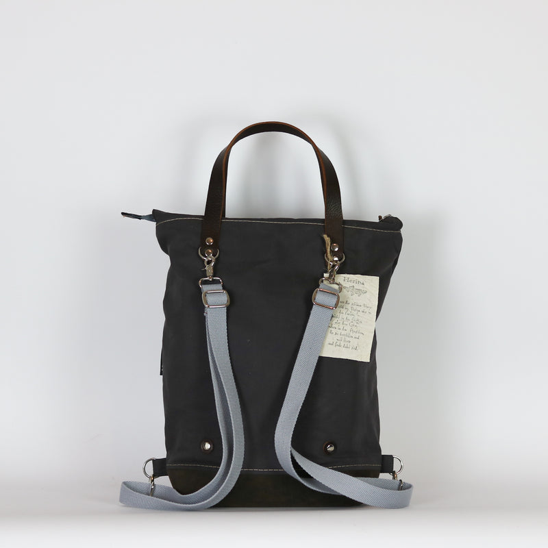 Rucksack Tasche "Anouk"  • Shopper mit Rucksack Funktion  • Anthrazit Palmen • 2in1 Convertible Tote Bag