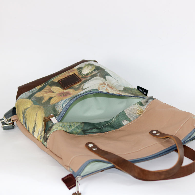 Rucksack Tasche "Theda"  • Shopper mit Rucksack Funktion  • Beige • 2in1 Convertible Tote Bag
