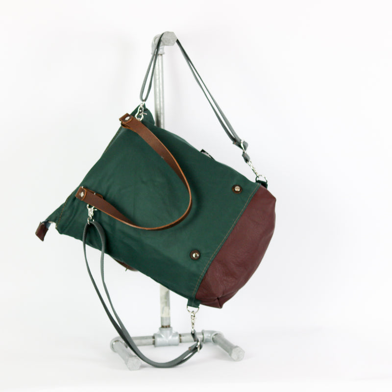Rucksack-Tasche "Tammo"  • Shopper mit Rucksack Funktion  • Grün Bio Baumwolle • 2in1 Convertible Tote Bag