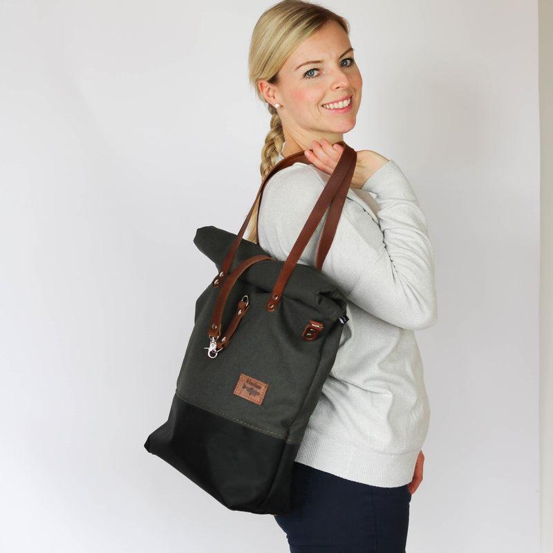 Handtasche Roll-Top "Malte" •  Anthrazit Grau