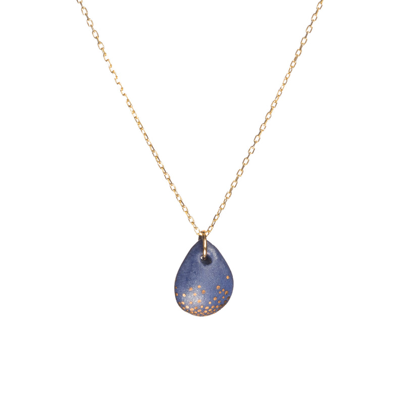 Kette  • Gold Blau • Tropfenform