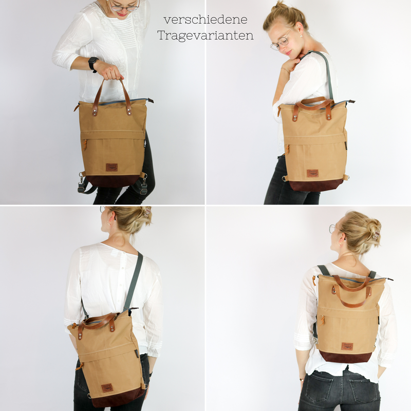 Rucksack Tasche "Joris"  • Shopper mit Rucksack Funktion  • Beige • 2in1 Convertible Tote Bag